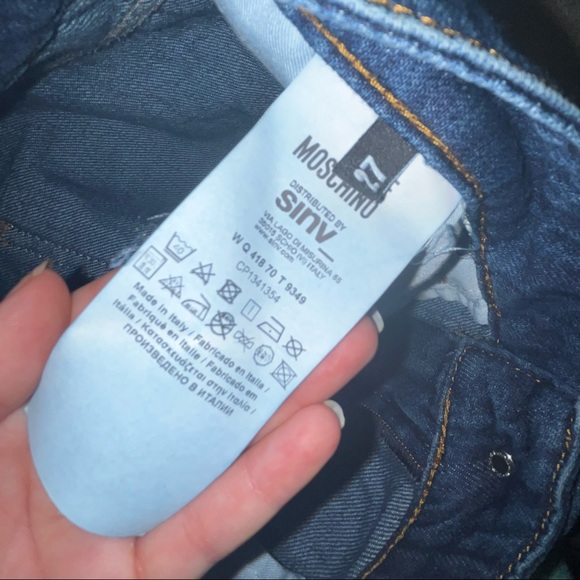 Love Moschino Distressed Denim Straight Leg Mid / High Waist Boyfriend Mom Jeans - Picture 7 of 7